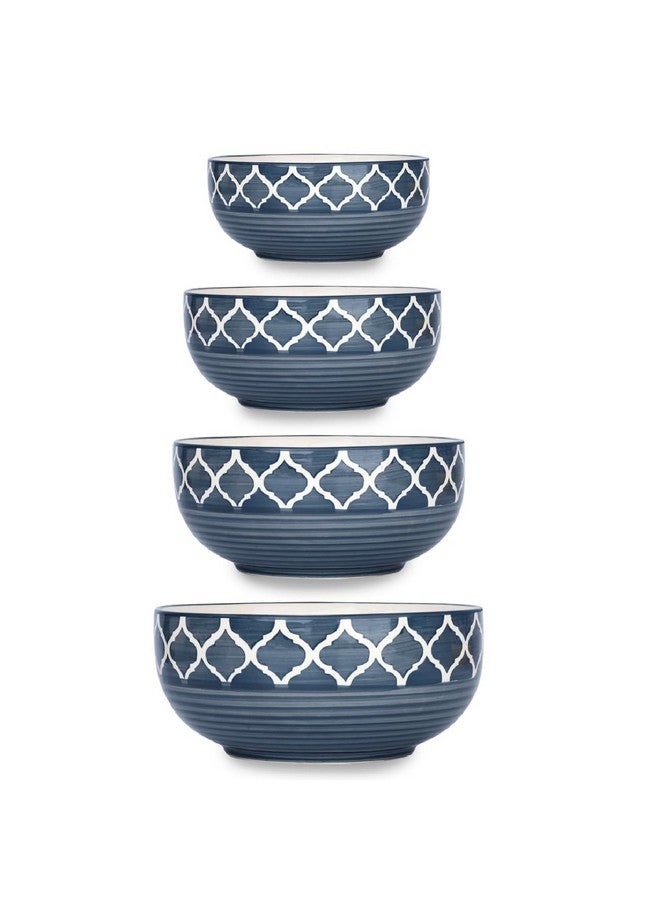 SEPARATE WAY Ceramic Mixing Bowl Set - 4 Different Sizes (1000ML, 750ML, 500ML, 300ML), Gray - for Salad, Soup, Dessert, Mixing - Image 1