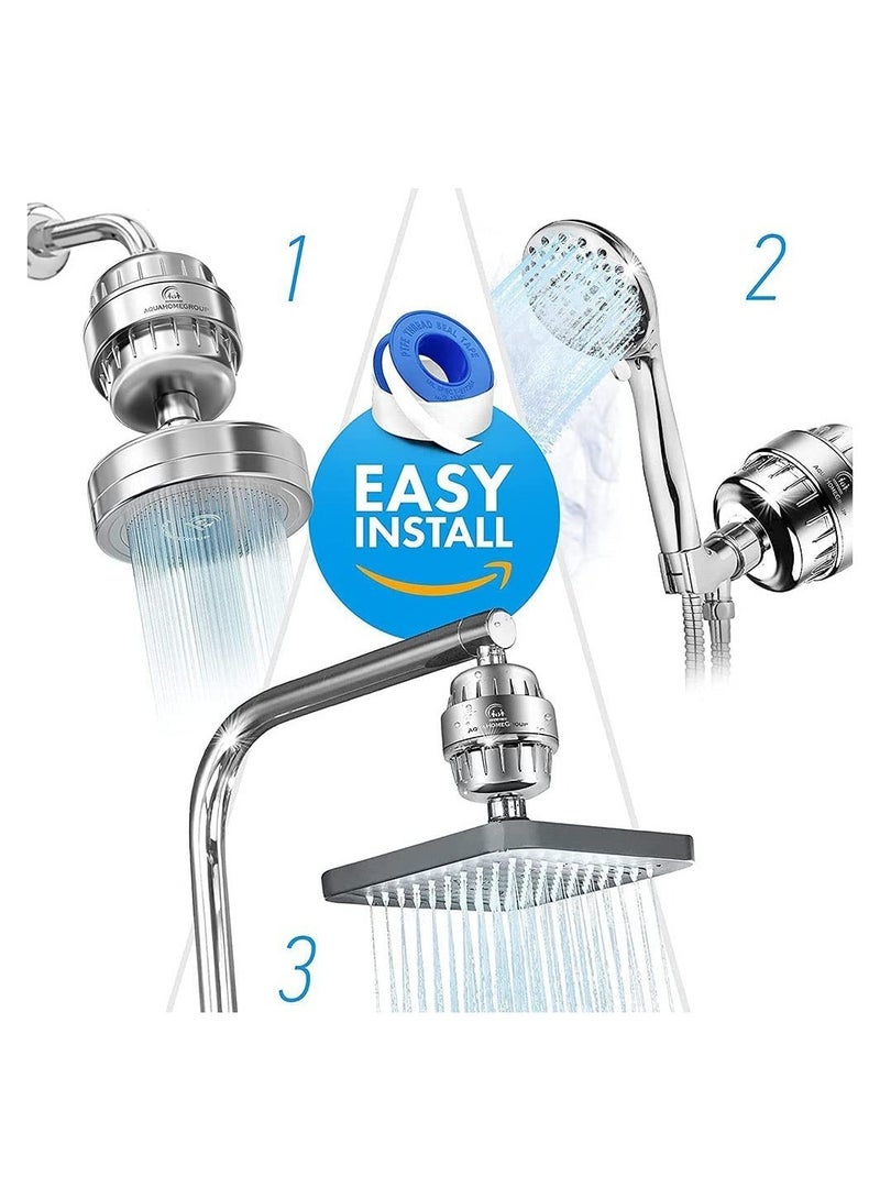 MIXDE Shower Filter, 25 Stage Shower Filter Water Softener, Shower Head Filter for Hard Water, with 3 Replaceable Filter Cartridges,Universal Replaceable Shower Head Water Purifier to Remove Chlorine - Image 5