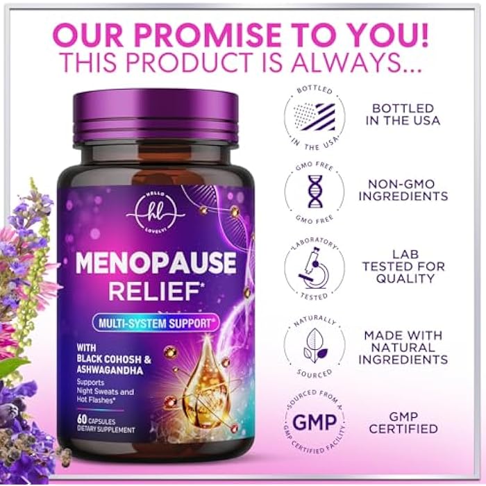 Hello Lovely! Menopause Supplements for Women - Complete Hot Flash Night Sweats & Menopause Relief Pills, Probiotics with Dong Quai & Black Cohosh for Vaginal, Digestive Support - 60 Capsules - Image 4