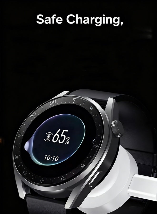 Happy D Huawei Watch GT5 GT4 GT3 GT2 GT5 Pro GT4 Pro GT3 Pro GT2 Pro Portable Smartwatch Charging Dock with Cable, USB Magnetic Fast Charging, White - Image 5