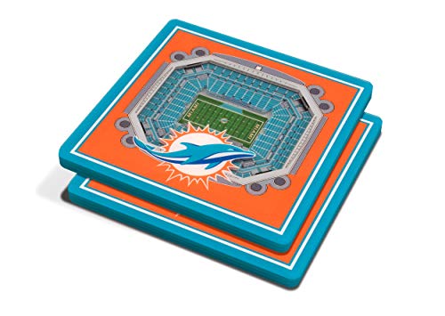 YouTheFan NFL Miami Dolphins 3D StadiumView Coasters  Hard Rock Stadium 1 Count Pack of 2