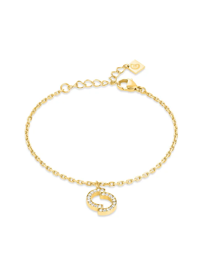شيروتي 1881 Claudia Gold-Plated Tennis Bracelet Double 'C' Charm Design,Elegant and Eye-Catching Jewelry