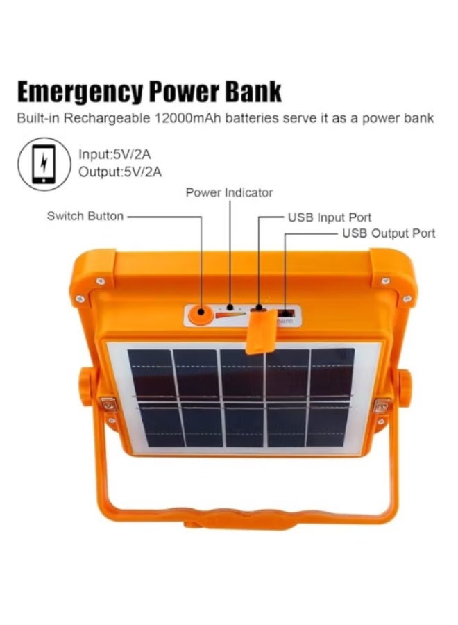 PORTABLE Outdoor Solar LED Work Light 200W with 288 LEDs, Rechargeable & USB Charging - Image 2