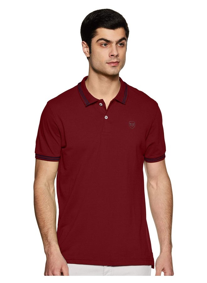 Max Max Men's Half Sleeves Slim Fit Solid Polo (MAROON_S)  - Image 1