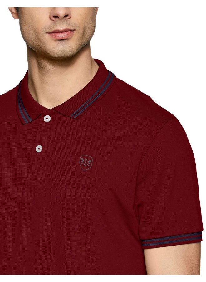 Max Max Men's Half Sleeves Slim Fit Solid Polo (MAROON_S)  - Image 2