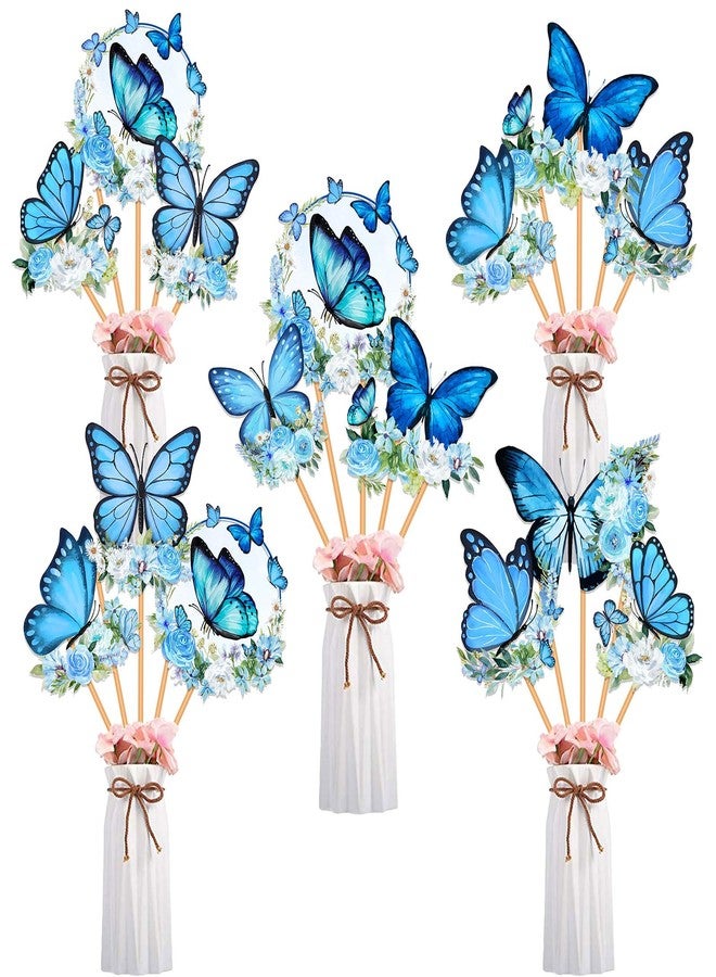 Balterever 24pcs Blue Butterfly Birthday Table Centerpieces Butterfly Birthday Decorations for Girls Blue Butterfly Centerpieces for Tables for Birthday Baby Shower - Image 1
