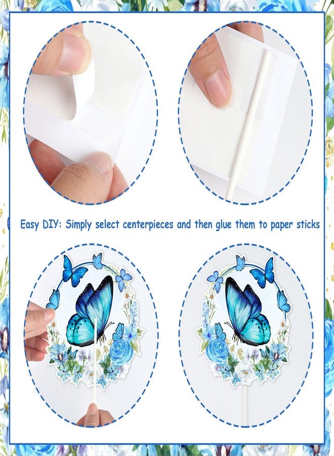 Balterever 24pcs Blue Butterfly Birthday Table Centerpieces Butterfly Birthday Decorations for Girls Blue Butterfly Centerpieces for Tables for Birthday Baby Shower - Image 5