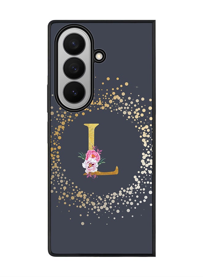 Stylizedd For Samsung Galaxy Z Fold7 Case,Slim fit Camera Protection, Shockproof Thin Phone cover  - Custom Monogram Floral - L  (Grey )