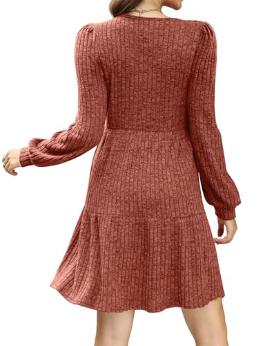 Sampeel Womens Fall Dresses 2025 Long Sleeve Halloween Wedding Guest Sweater Dress Clothes Must Have Burnt Orange L - Image 5
