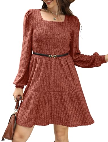 Sampeel Womens Fall Dresses 2025 Long Sleeve Halloween Wedding Guest Sweater Dress Clothes Must Have Burnt Orange L - Image 4