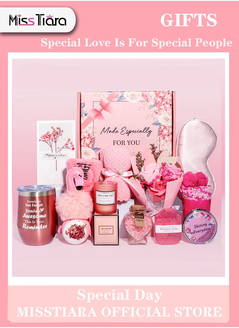 MissTiara Gift Basket for Women - Birthday Gift Box, Get Well Soon Gift Set Contains 14 Inspirational Gifts, Relaxing Spa Treatment Package for Women, Bestie Friendship, Female Friend Gift  - Image 1