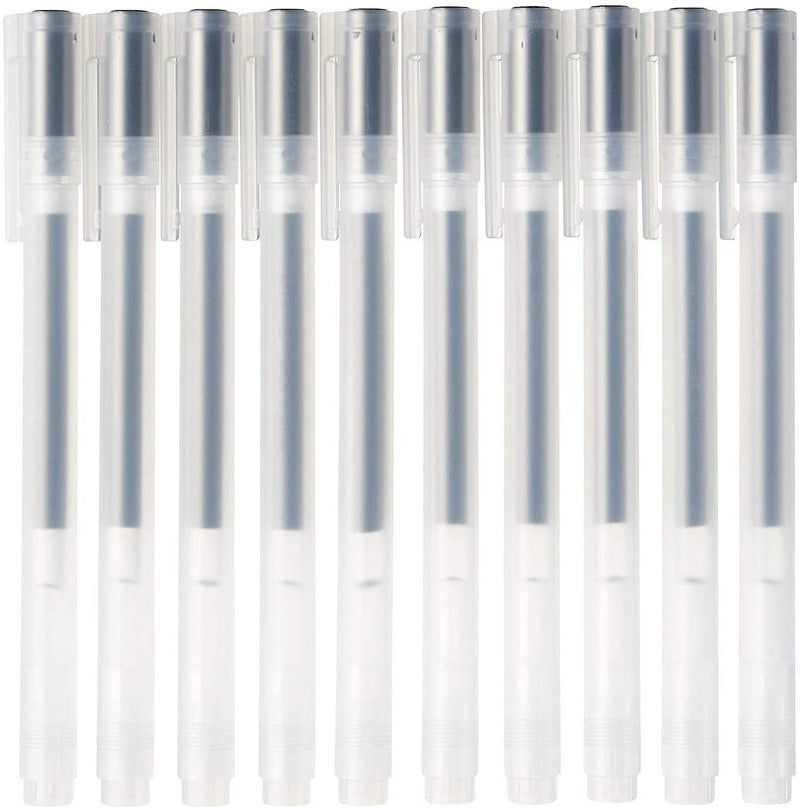 MUJI مجموعة أقلام حبر جل من موجي، نوع غطاء، 10 قطع، حجم رأس 0.38 مم، أسود - Image 1