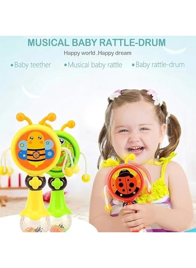 HALAMODO Baby Rattle Toys with Music, Light, Beads  Rattle Drum Musical Instruments Educational Toys for Kids | Musical Toy Rattle for Kids Toddlers 1-4Years Boys Girls - Image 3