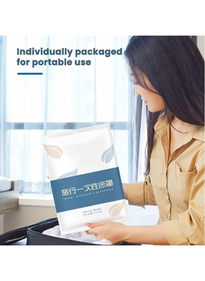 Generic Disposable Bed Sheets Fitted Sheet Queen Disposable Travel Sheets For Travel with Quilt Cover and Pillowcase Disposable Bedding Travel Bedding Disposable Sheets 4-piece set  - Image 2