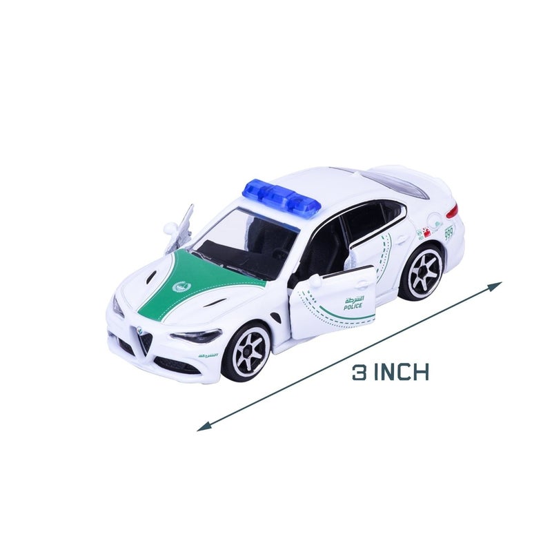 Majorette Metal Alfa Romeo Giula Dubai Police Die-cast Car (7.62 cm, White/Green) - Image 3