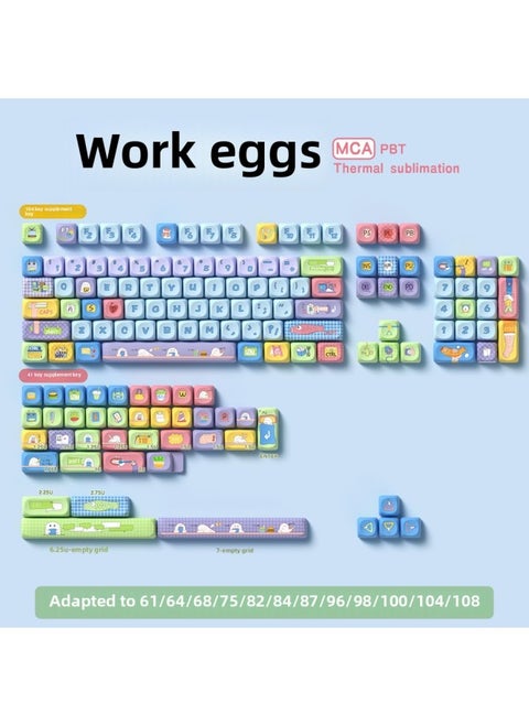 Skyscraper Cool Work Eggs Original Theme Keycap MCA Highly Cute Creative Keyboard Cap-Color:145 Key Work Balls Full Set