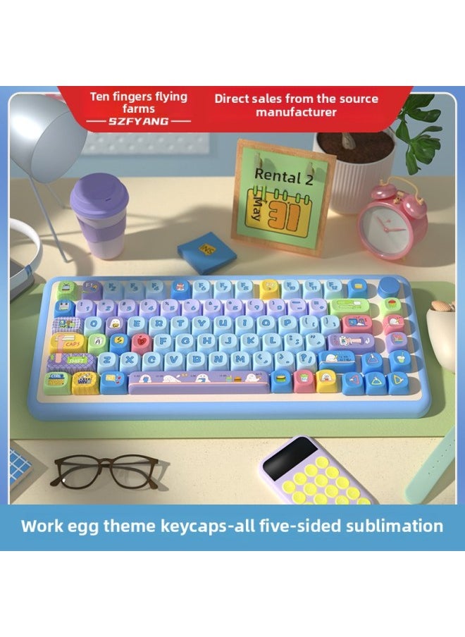 Generic - Skyscraper Cool Work Eggs Original Theme Keycap MCA Highly Cute Creative Keyboard Cap-Color:145 Key Work Balls Full Set - Image 1