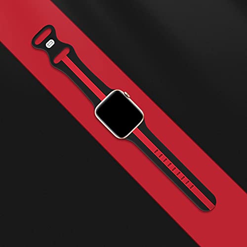 Seizehe Designer Sport Band Compatible with Apple Watch iWatch Bands 38mm 40mm 41mm 42mm 44mm 45mm 49mm Men Women, Soft Silicone Strap Wristbands for Apple Watch Series 11/10/9/8/7/6/5/4/3/2/1/se/Ultra (Black Red, 38/40/41/42mm(Series 11 10)) - Image 3