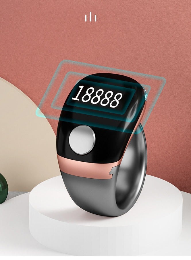 AL RAID Smart Prayer Ring, Tasbeeh Counter, Large Battery, OLED Screen, Digital Watch Ring, Tasbeeh Beads Ring, Electronic Rosary, Istighfar Ring, Electronic Tasbeeh, Smart Tasbeeh, Tasbeeh Ring, Electronic Tasbeeh, Ramadan Gift, Eid Al-Fitr Gift and Daily Wear, for Men and Women, Men's Ring Includes 3 Compatible Sizes (18mm/20mm/22mm) Prayer Time Reminder with Vibration Reminder, Tasbeeh Counter and Bluetooth Connection - Image 5