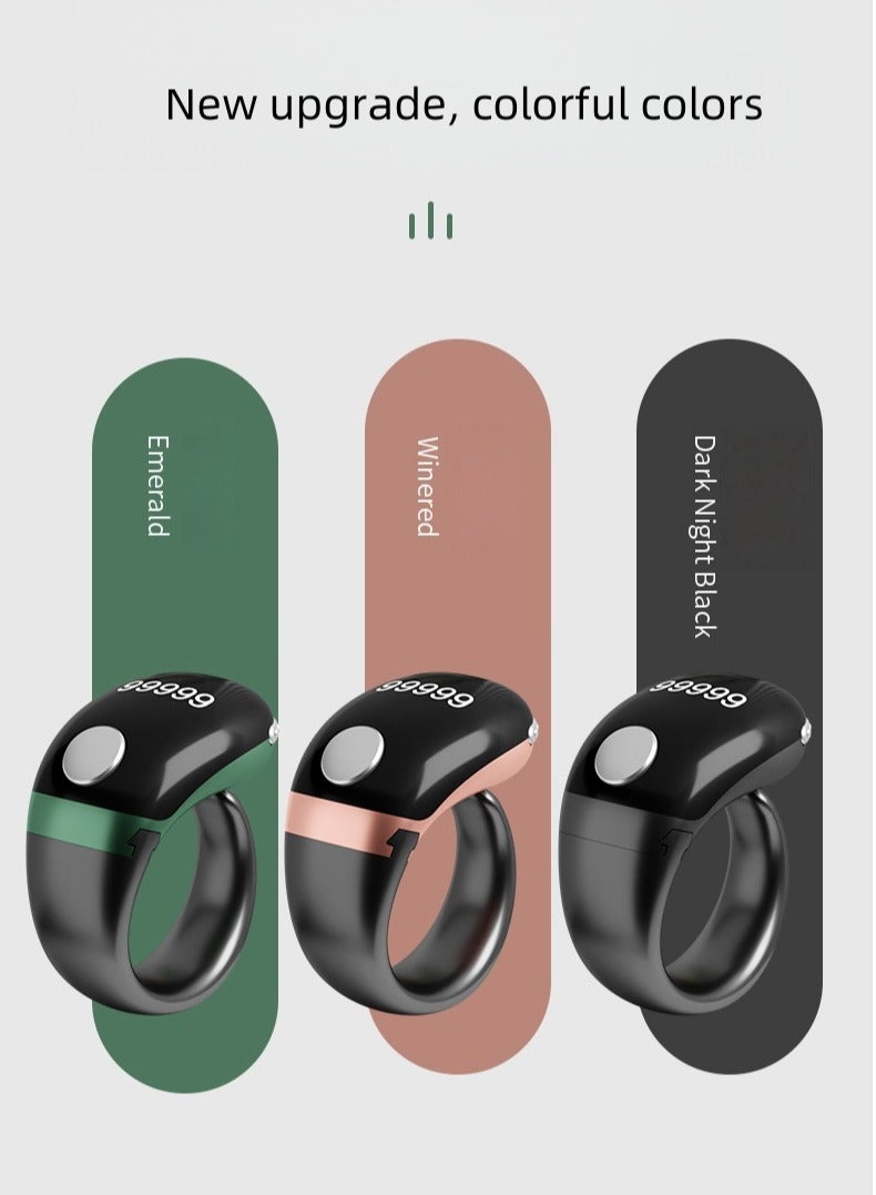 AL RAID Smart Prayer Ring, Tasbeeh Counter, Large Battery, OLED Screen, Digital Watch Ring, Tasbeeh Beads Ring, Electronic Rosary, Istighfar Ring, Electronic Tasbeeh, Smart Tasbeeh, Tasbeeh Ring, Electronic Tasbeeh, Ramadan Gift, Eid Al-Fitr Gift and Daily Wear, for Men and Women, Men's Ring Includes 3 Compatible Sizes (18mm/20mm/22mm) Prayer Time Reminder with Vibration Reminder, Tasbeeh Counter and Bluetooth Connection - Image 2