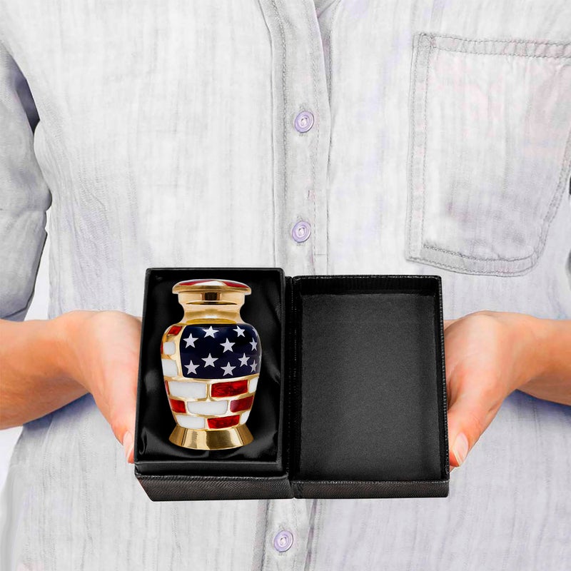 Trupoint Memorials Small Urns for Human Ashes Keepsake, Military and Patriotic Decorative Mini Cremation Urn for Veteran Adult Men and Women, Small Gold - Image 3