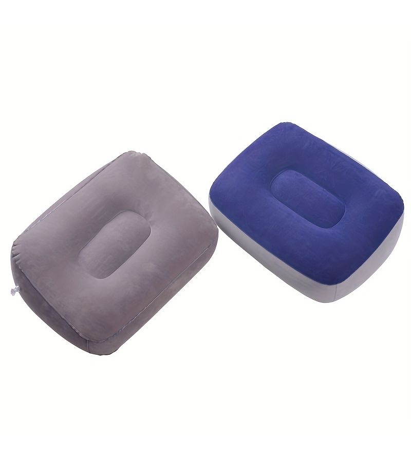 Grey Blue Portable Inflatable Foot Rest Pillow Travel Office Home Leg Relax Cushion - Image 4