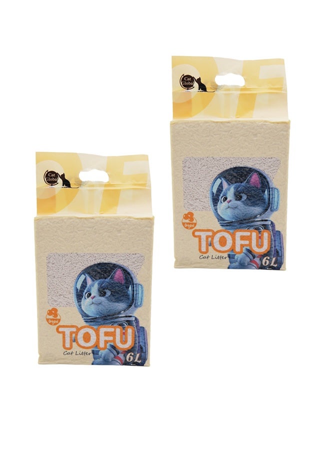 JCB CHIC Tofu Cat Litter Clumping Ultra Absorbent and Fast Drying, 100% Natural Ingredients Litter,Really Dust-Free,Less Scattering (6L×2bag ) - Image 1