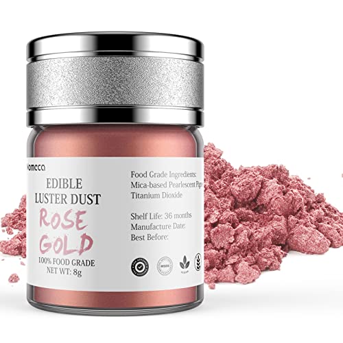 Nomeca Edible Luster Dust, 8 Grams Food Grade Shimmer Gold Cake Dust Metallic Food Coloring Powder for Cake Decorating, Baking, Fondant, Gumpaste, Chocolate, Candy, Drinks, Cookies - Rose Gold - Image 1