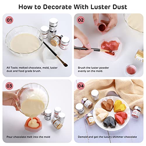 Nomeca Edible Luster Dust, 8 Grams Food Grade Shimmer Gold Cake Dust Metallic Food Coloring Powder for Cake Decorating, Baking, Fondant, Gumpaste, Chocolate, Candy, Drinks, Cookies - Rose Gold - Image 5
