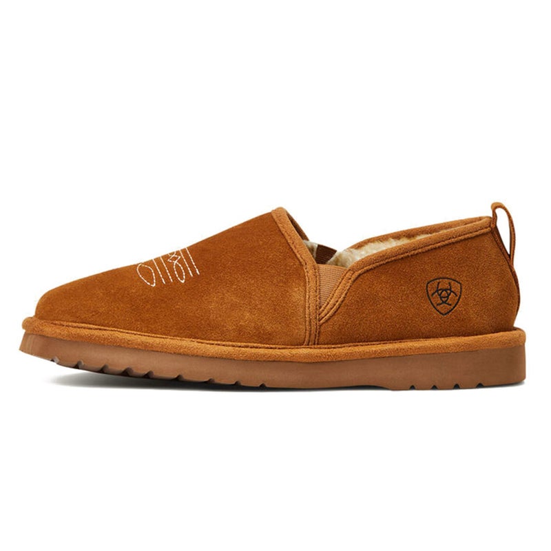 ARIAT Mens Square Toe Indoor Outdoor Rubber Bottom Lasso Suede Slippers Chestnut 12