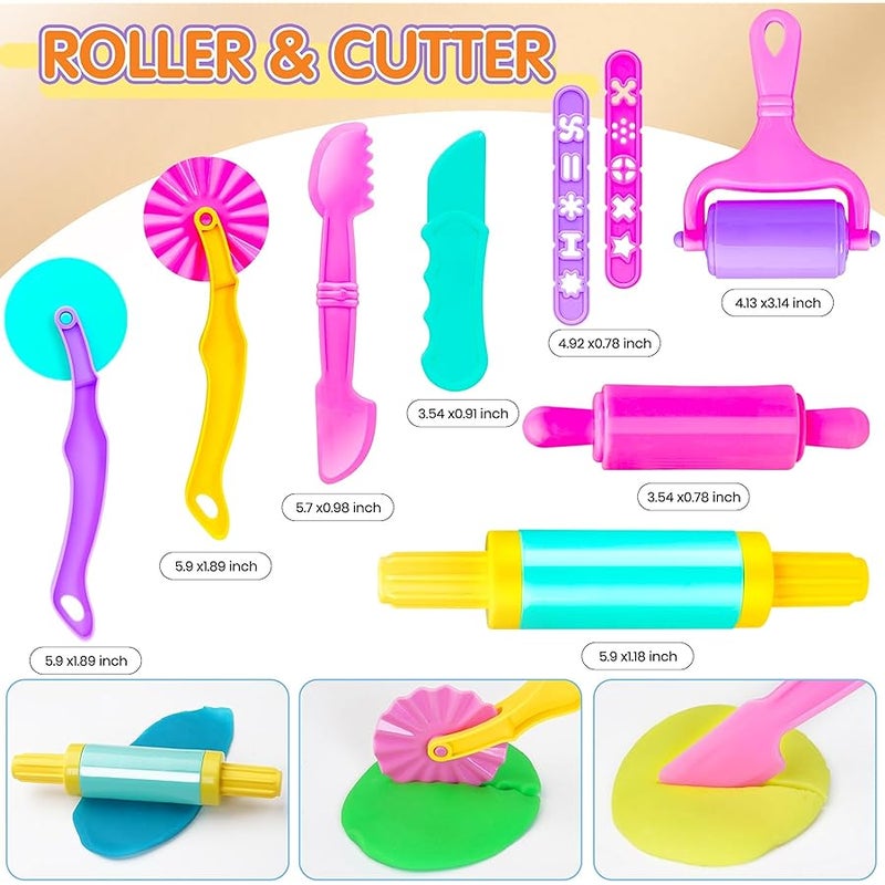 Toyze مجموعات ادوات العجين للاطفال الصغار، اكسسوارات عجين اللعب اللطيفة مع صندوق تخزين حصيرة عجين شوبك دوارة، العاب حفلات للاطفال من سن 2-4 3-5 4-8، العاب تعليمية هدية ل والكريسماس للاولاد - Image 4