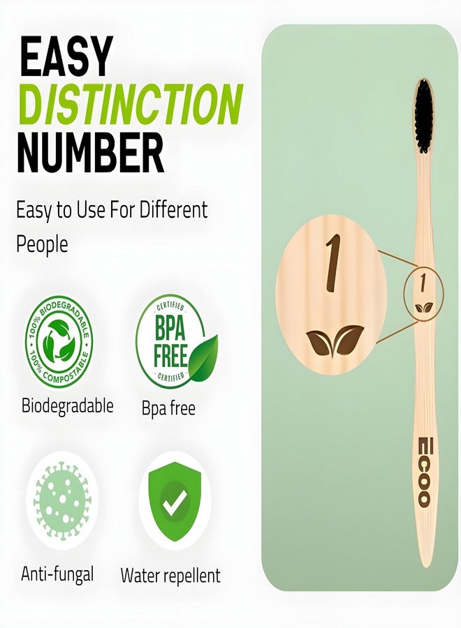 Eco-friendly Bamboo Wooden Toothbrush For Adults Teeth With Activated Charcoal | Soft Bristles | Biodegradable And Sustainable (Pack Of 4) - Image 4