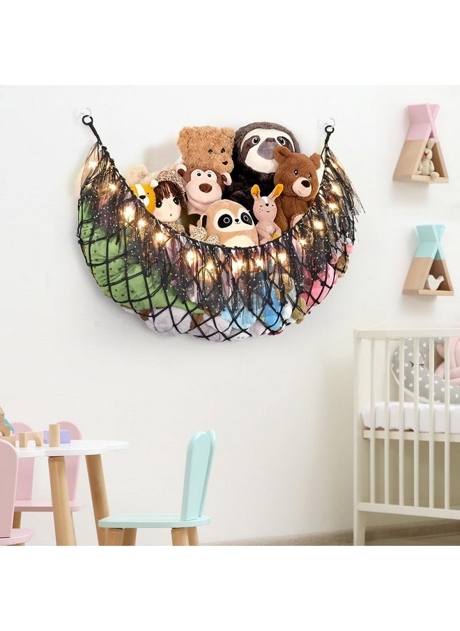 Dremisland Dremisland Stuffed Animals Storage with Fairy Lights Wall Hanging Stuffed Animal Net or Hammock with Colorful Lace Tassels for Girls Room Nursery Kids Bedroom Play Room Decor (Black)  - Image 3