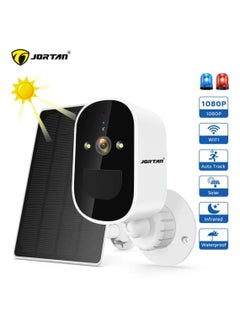 JORTAN 4 MP Solar Security Camera Wireless Outdoor, 1080P 2.4Ghz WiFi Security Camera with PIR Detection & Siren, Solar Battery Powered, 2-Way Audio, Night Vision, IP66, Solar Camera Security Outdoor  - Image 1