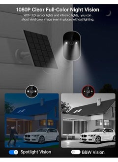 JORTAN 4 MP Solar Security Camera Wireless Outdoor, 1080P 2.4Ghz WiFi Security Camera with PIR Detection & Siren, Solar Battery Powered, 2-Way Audio, Night Vision, IP66, Solar Camera Security Outdoor  - Image 3