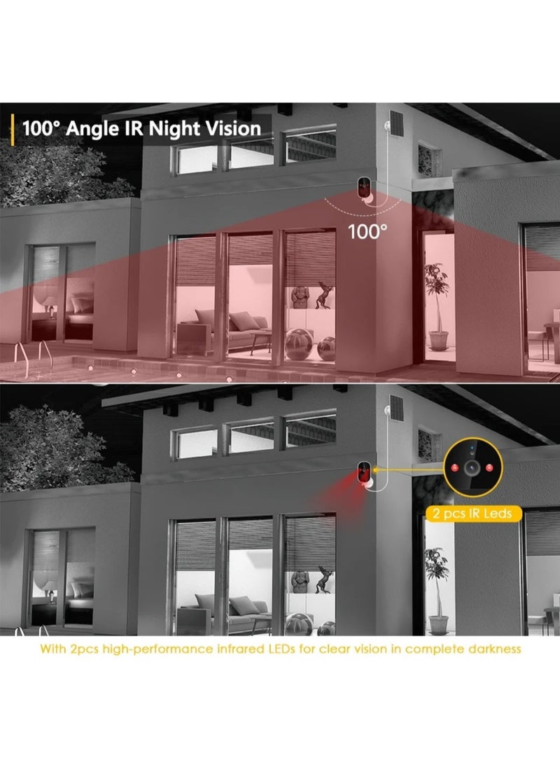 JORTAN - 4 MP Solar Security Camera Wireless Outdoor, 1080P 2.4Ghz WiFi Security Camera with PIR Detection & Siren, Solar Battery Powered, 2-Way Audio, Night Vision, IP66, Solar Camera Security Outdoor - Image 1