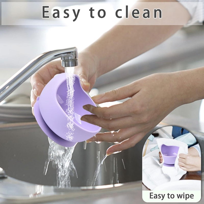 Sakoraware Silicon Bowl Plate Combo with Spoon and Fork for Babies Kids |Lightweight Sunction Base Easy to Hold Gentle on Gums for Infants |Microwave & Dishwasher Safe Easy to Clean |Random Color (4) - Image 4
