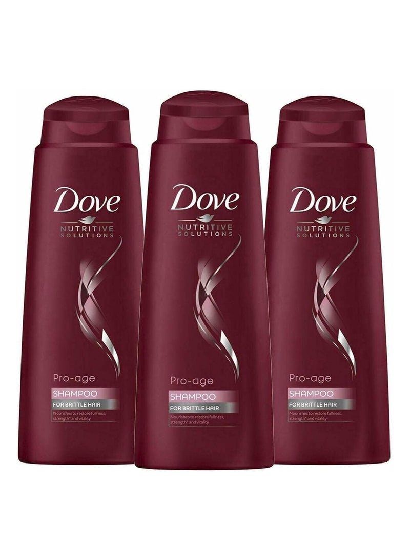 Dove 3 Pack of 400ml Nutritive Solutions Pro Age Shampoo For All Types of Hair