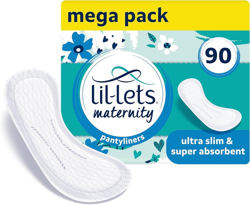 Lil-Lets Lil-Lets Maternity Pantyliners, 90 x Ultra Slim Pantyliners, 3 Packs of 30 Pant Liners, for Pre & Post Birth Use, Light Bladder Weakness, Discharge or Spotting 