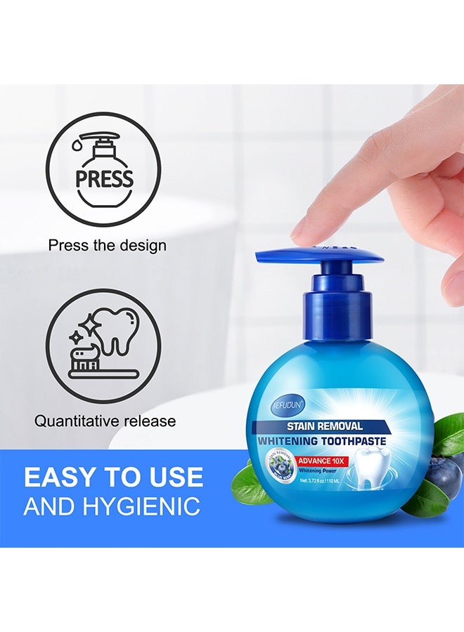 Sefudun Whitening Toothpaste,Teeth Whitening Soda Toothpaste Cleaning Hygiene Stain Removal Anti Bleeding Gums-Blue Berry - Image 2