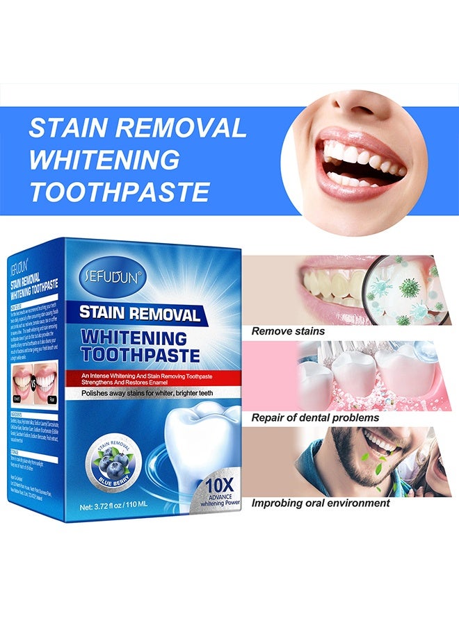 Sefudun Whitening Toothpaste,Teeth Whitening Soda Toothpaste Cleaning Hygiene Stain Removal Anti Bleeding Gums-Blue Berry - Image 5