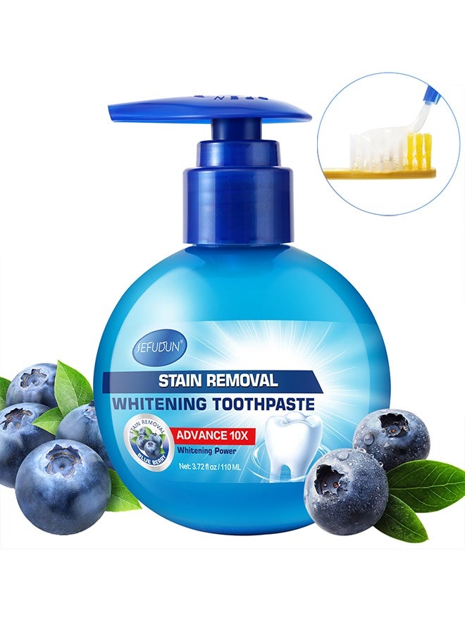 Sefudun Whitening Toothpaste,Teeth Whitening Soda Toothpaste Cleaning Hygiene Stain Removal Anti Bleeding Gums-Blue Berry - Image 1