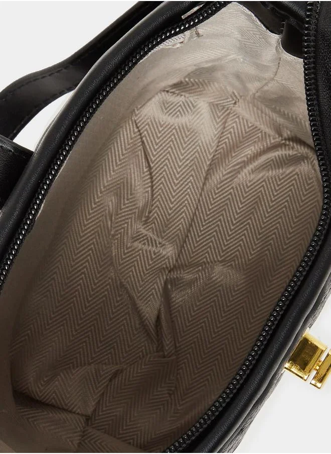 Styli Textured Bucket Bag with Charm Accent