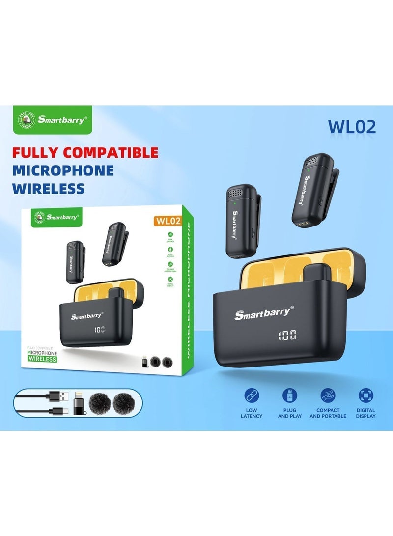 Smartbarry Dual Wireless Microphones, crystal-clear CD-level audio, Noise Cancellation Microphone, Ultra-Low Latency Transmission, Clip-On Mic Set, Plug-N-Play, Type-C & Lighting, Pro Sound Recording, For Content Creator - Image 1
