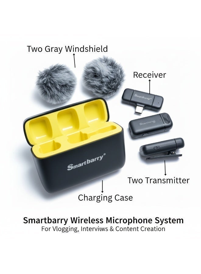Smartbarry Dual Wireless Microphones, crystal-clear CD-level audio, Noise Cancellation Microphone, Ultra-Low Latency Transmission, Clip-On Mic Set, Plug-N-Play, Type-C & Lighting, Pro Sound Recording, For Content Creator - Image 4