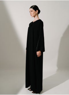 Hadiyath Al Madinah Black Classic Kaftan - HM  - Image 3