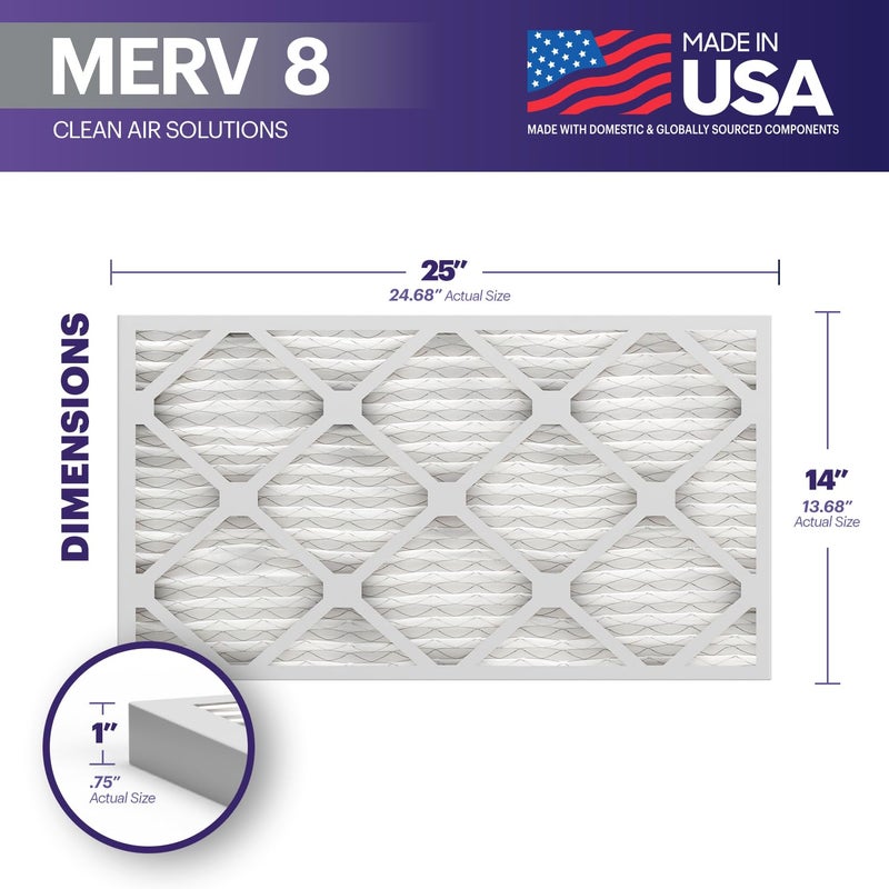 BNX TruFilter 14x24x1 Air Filter MERV 8 (6-Pack) - MADE IN USA â€“ Dust & Pet Defense Air Conditioner HVAC AC Furnace Filters for Dust, Pet, Mold, Pollen MPR 600 â€“ 700 & FPR 5 - Image 2