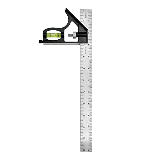 LYFJXX 12" Combination Square, 45-90 Degree Marking, Carpentry Woodworking Measure Tools, Combination Square Set, Metal Ruler Framing Square T Ruler Framing Square, Metal Square - Image 1