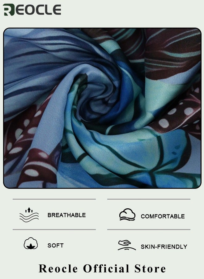 ريوكل طقم ملابس نسائية مكون من قطعتين، قميص قصير بأكمام طويلة ورقبة دائرية وبنطلون واسع الساق، بدلة عصرية بتصميم مطبوع عصري وتصميم لشد الخصر - Image 2