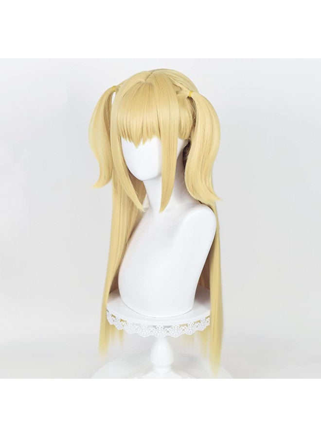 PWEINCY PWEINCY Long Gloden Ponytails Misa Amane Cosplay Wig with Bangs for Women Halloween Costume - Image 1